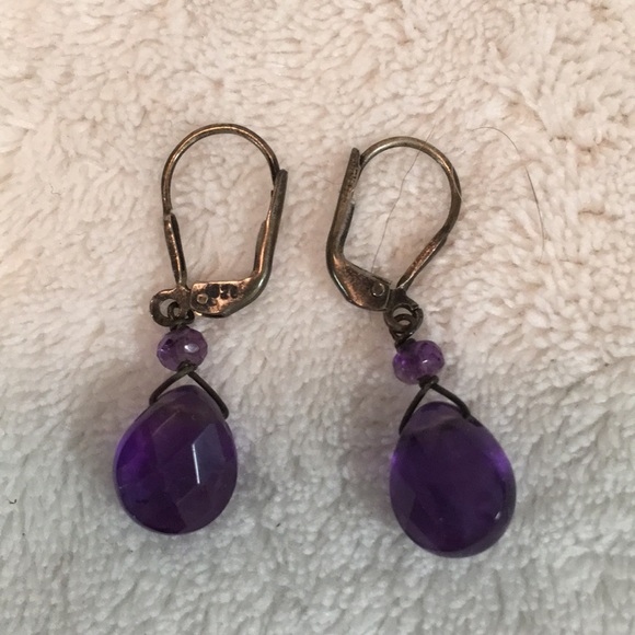Amethyst drop earrings - Picture 2 of 2